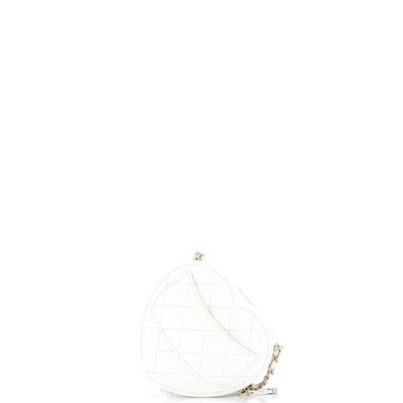 Chanel CC in Love Heart Clutch with Chain Quilted Lambskin White - Picture 4 of 10